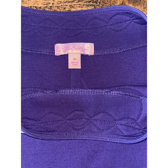 Womens Lilly Pulitzer Purple Embroidered Collar Jonah Knit 3/4‎ Sleeve Dress M - Picture 5 of 8